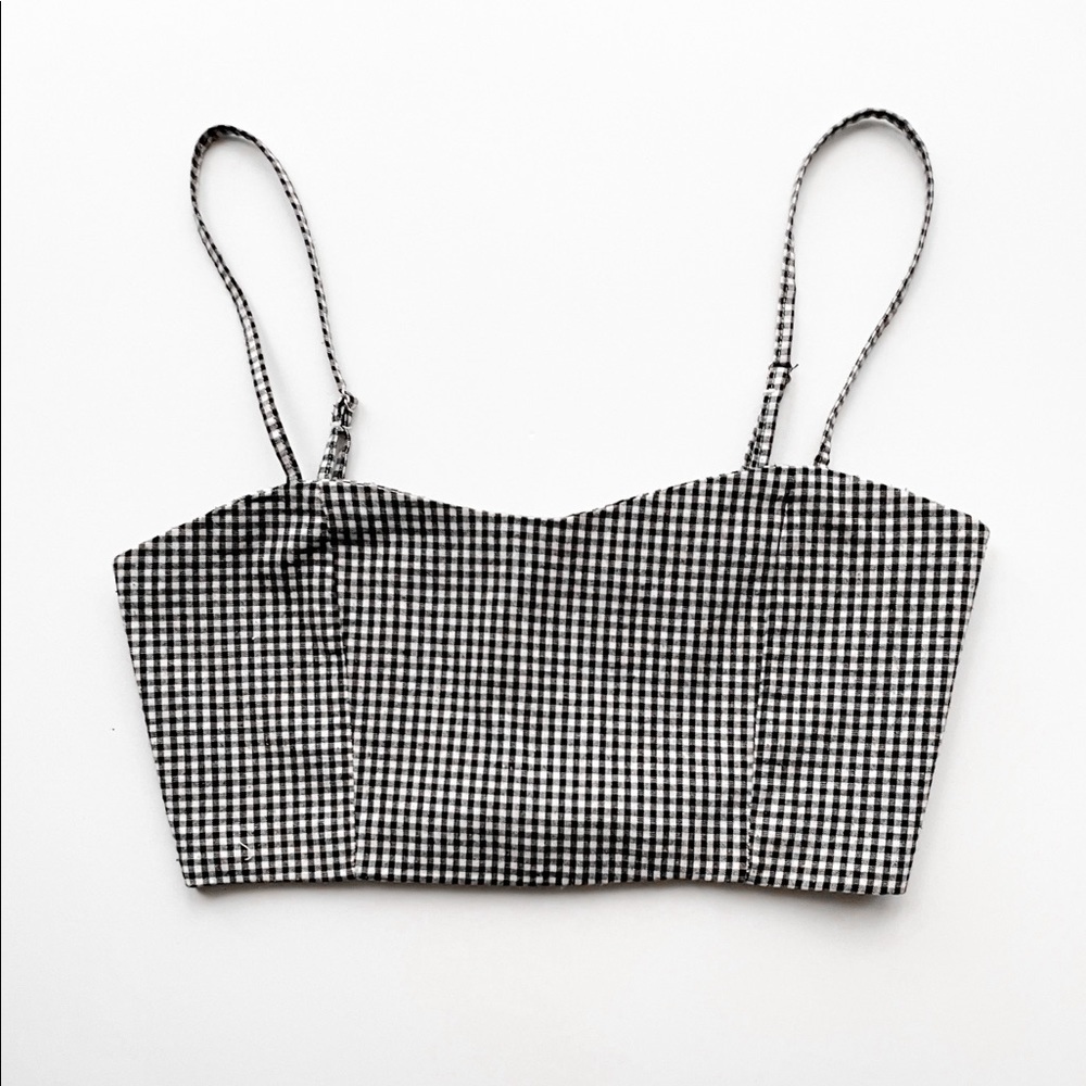 Brandy Melville Black and White Gingham Crop Top